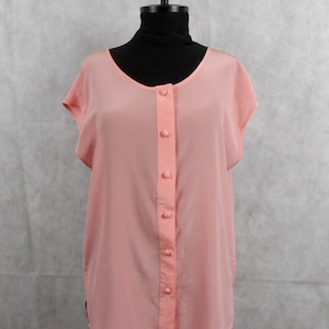 Vintage Coocoon Rome Italy Pink Drop Sleeves 100% Silk Blouse, Size L