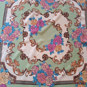 Square Silk Scarf Floral Print Shawl Vintage Women Large Scarf Colorful Turkish Silk Scarf