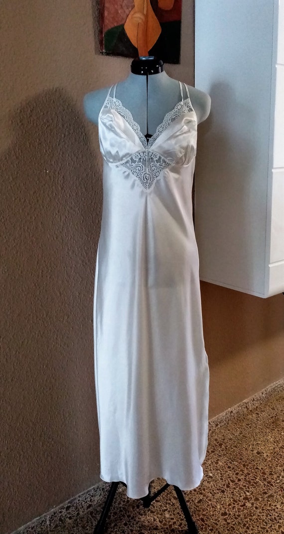 white satin slip nightgown