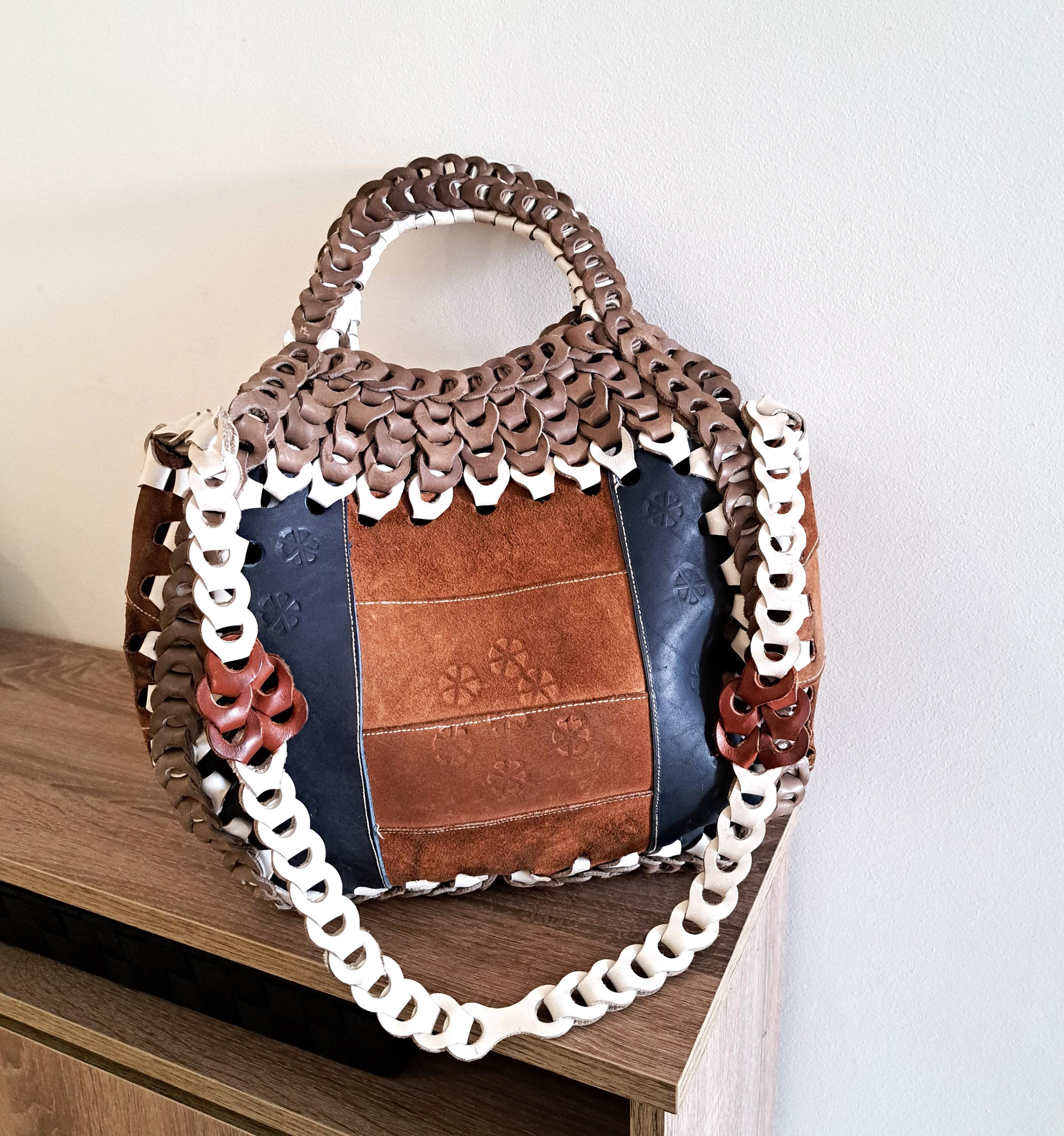 バッグ vintage braid pattern shoulder bag Vintage Braided Tricolor Leather Shoulder Bag - Etsy