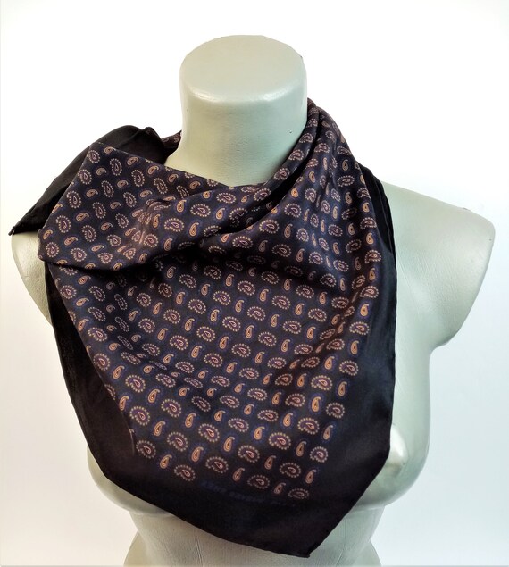 Vintage Rene Reveur Silk Scarf: Navy Blue Paisley Pocket Square - Etsy