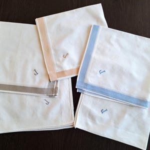 Vintage Cotton Handkerchiefs - Set of 5 - Embroidered Monogrammed J