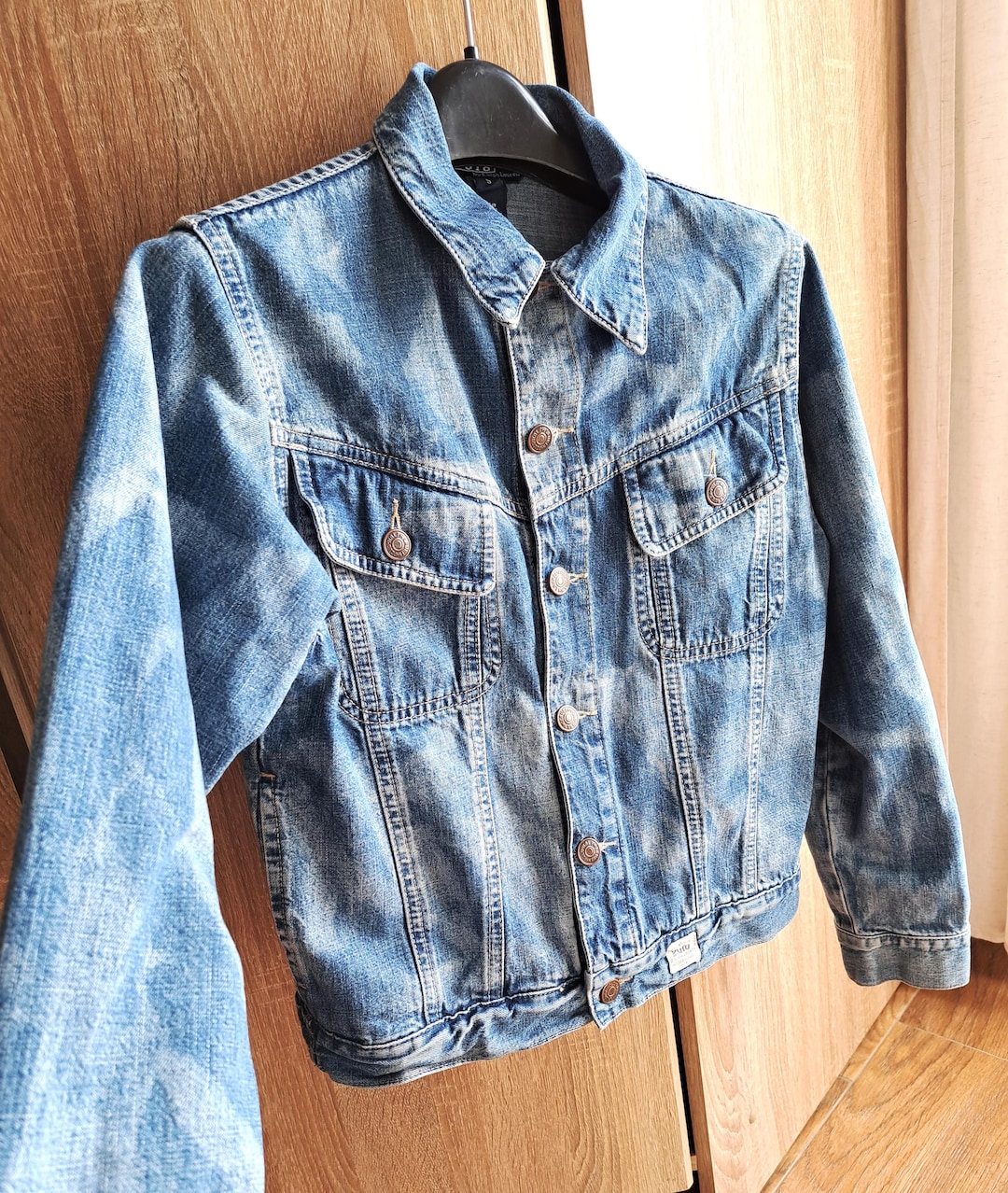 80年代ヴィンテージ ポロ ラルフローレン デニムジャケット、水玉模様