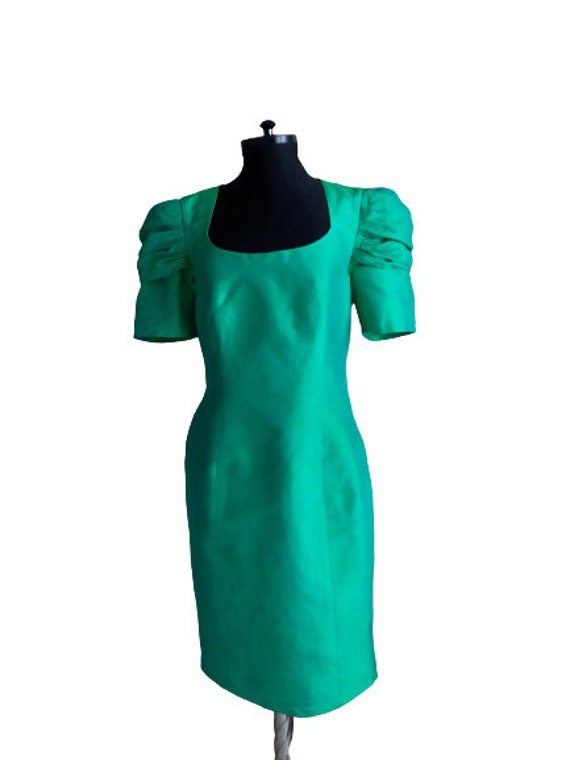 Robe en taffetas de soie robe de soiree robe verte en taffetas de cocktail robe formelle Madeleine vintage Etsy France