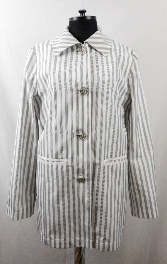 Vintage Betty Barclay Jacket Black & White Stripe… - image 2