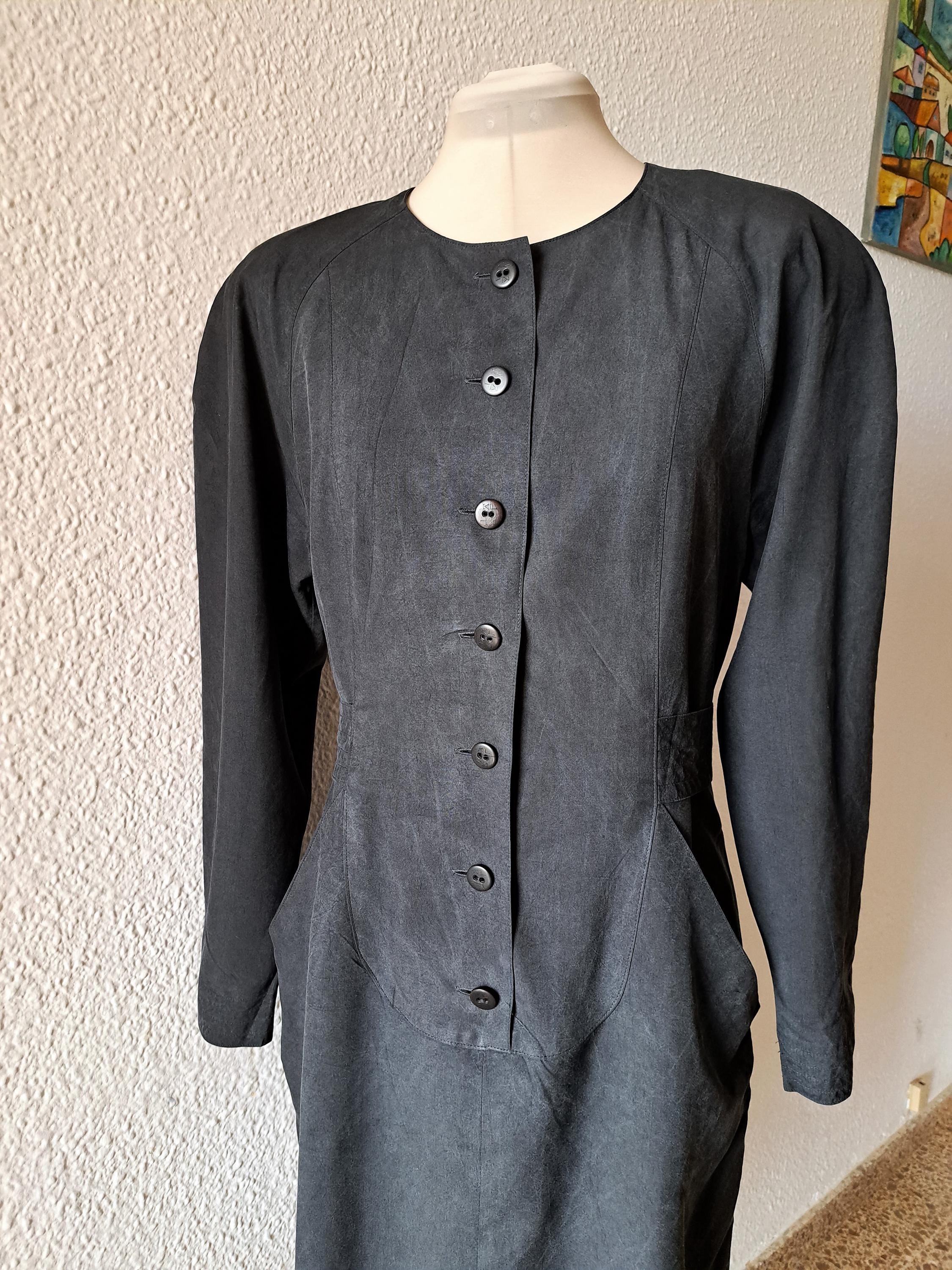 Vintage 90s Karl Lagerfeld Silk Dress Black Mid-length M - Etsy Vintage 90s Karl Lagerfeld Silk Dress Black Mid-length M - Etsy