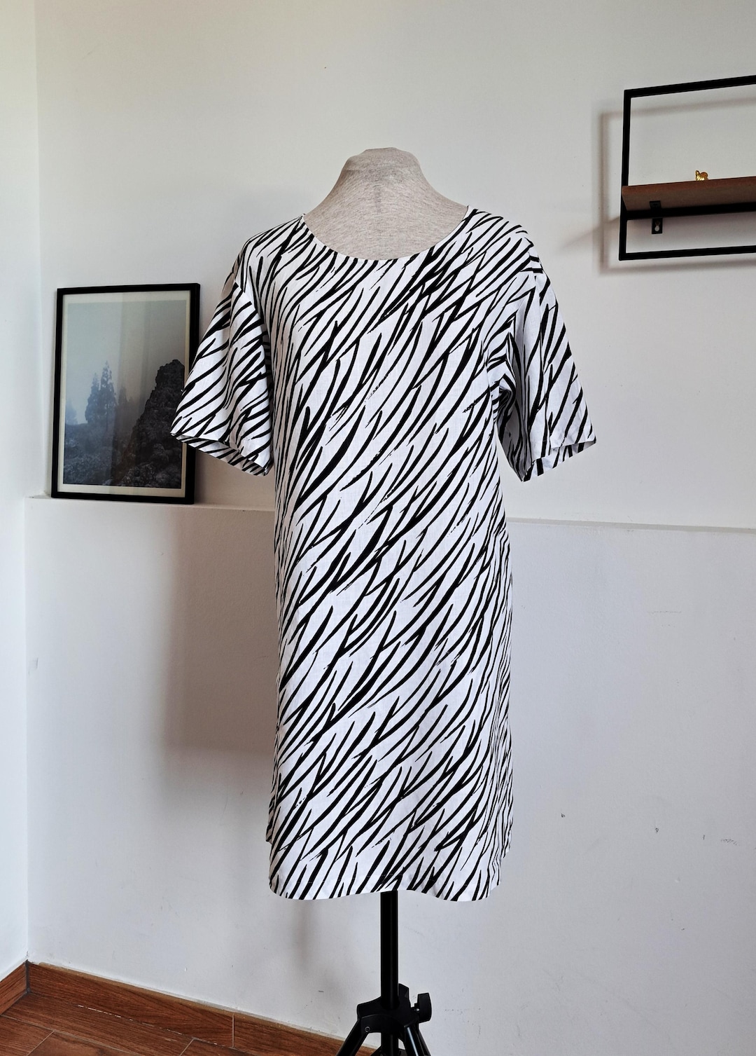 marimekko linen dress Marimekko Unikko Beige / White / Dark Green Morning Gown