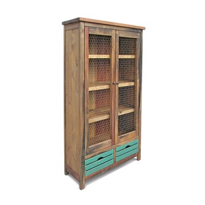 China Cabinet, Bookcase, Farmhouse, Display Cabinet, Reclaimed Wood, Bookshelf, Handmade, Rustic image 1