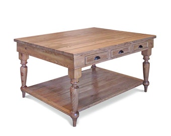 Kitchen Island, Farmhouse, Kitchen Table, Reclaimed Wood, Table, Handmade, Rustic