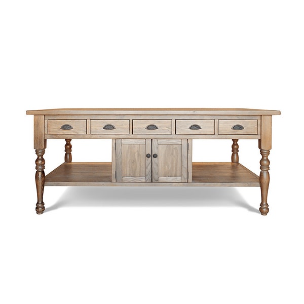 Îlot de cuisine, table, maison de ferme, bois de récupération, cuisine de ferme, table de cuisine, fait main, rustique