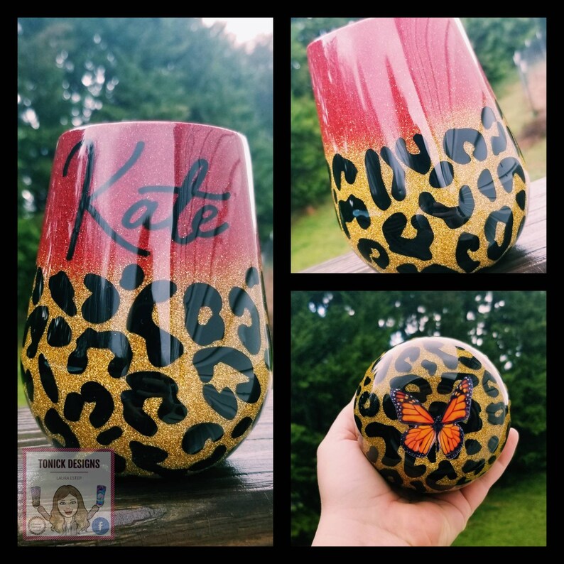 Leopard Print Half Custom Tumbler | Etsy