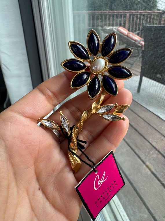 Christian Lacroix ビンテージ ブローチ シルバー ブラック ヴィンテージ クリスチャンラクロワ ブローチ