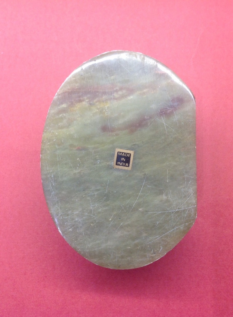 1970s Indian Soapstone Box Inlaid With Beautiful Mother of Etsy