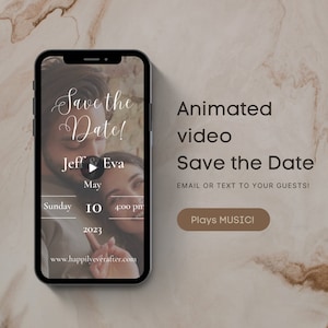Animated Save The Date Wedding Video, Animated Wedding Invitation, Digital Save The Date, Animated Card, save the date with photo/ design2