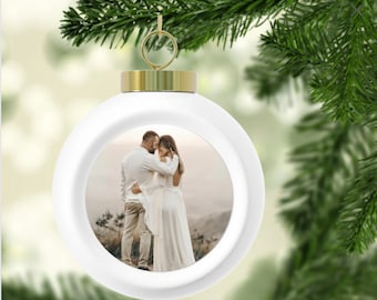 Holiday ornament, photo ornament, Picture Christmas Ornament, First Married Christmas, First Christmas, personalized picture ornaments