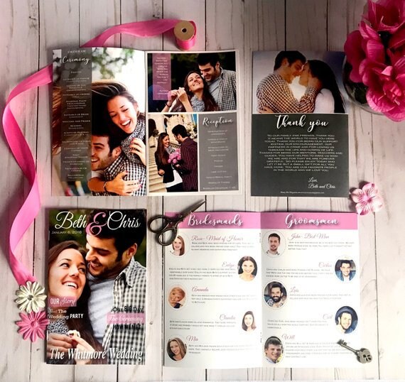 Magazine Program Minimalist Wedding Magazine Program Template | Editable Minimalist ...