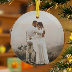 Glass Holiday ornament, photo ornament, Picture Christmas Ornament, First Married Christmas, First Christmas, personalized picture ornaments