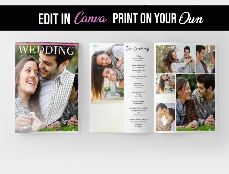 Magazine Wedding Program Template-edit Your Own | Wedding Ceremony ...