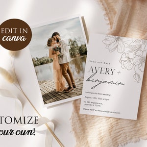 Minimalist Wedding Invitation Template | Editable Minimalist Wedding Invite | Modern Wedding Invite | Photo Wedding Invitation |