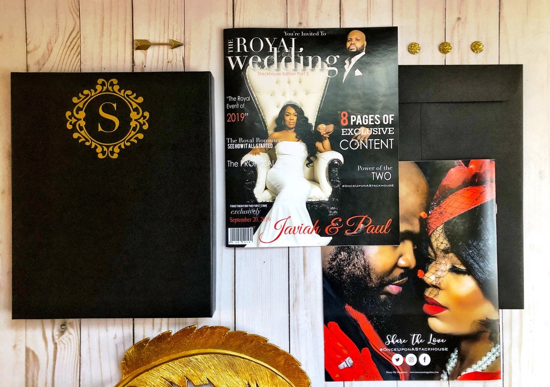 Monogrammed Wedding Invitation Magazine Editable Minimalist Wedding