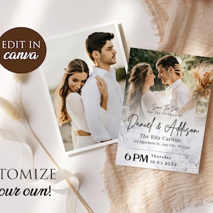 Wedding Invitation Template | Editable Minimalist Wedding Invite | Modern Wedding Invite | Photo Wedding Invitation |