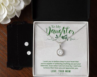 My Daughter, Gift From Mom, Daughter Gift, Daughter Necklace, Love Knot Necklace, matching earrings, Sentimental Gift