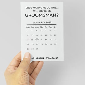 Funny Groomsman Card, Groomsman Calendar Proposal Card - Best Man, Groomsman, Ring Bearer, Bridesman, Man of Honor, Cards for Groomsmen