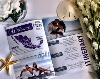 Destination Wedding Welcome Bags Magazine, Destination wedding program, Destination wedding booklet, Destination Wedding Party Favors