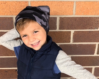 迷彩帽、スラウチビーニー帽、二重帽子、サイズ 4〜5 と 9〜10!