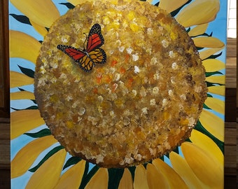 Sunflower...acrylic painting...girl's room...children's room...home decor...wall art...20 x 26 "