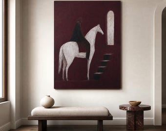 Abstract Female Portrait | 3D Textured Oil Painting | Modern Wall Art | Home Decorate | Naive Folk Art | European Cottagecore