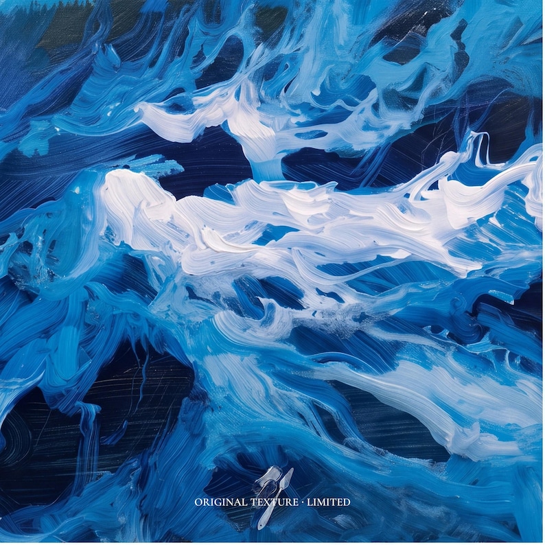 Large Blue Ocean Abstract Painting, Cobalt Sea Wave Canvas Wall Art ...
