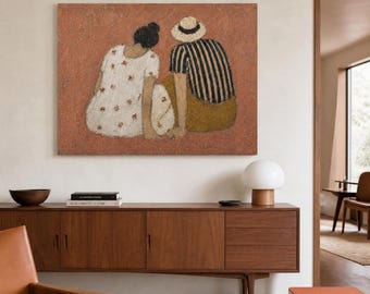 Ritratto astratto femminile / Dipinto ad olio con texture 3D / Arte murale moderna / Decorazione per la casa / Arte popolare naif / Cottagecore europeo
