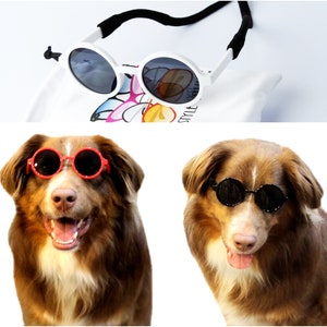 G001 Dog Round retro Sunglasses glasses goggle Medium to Large Dogs 20lbs-40lbs for photo shoot, costume