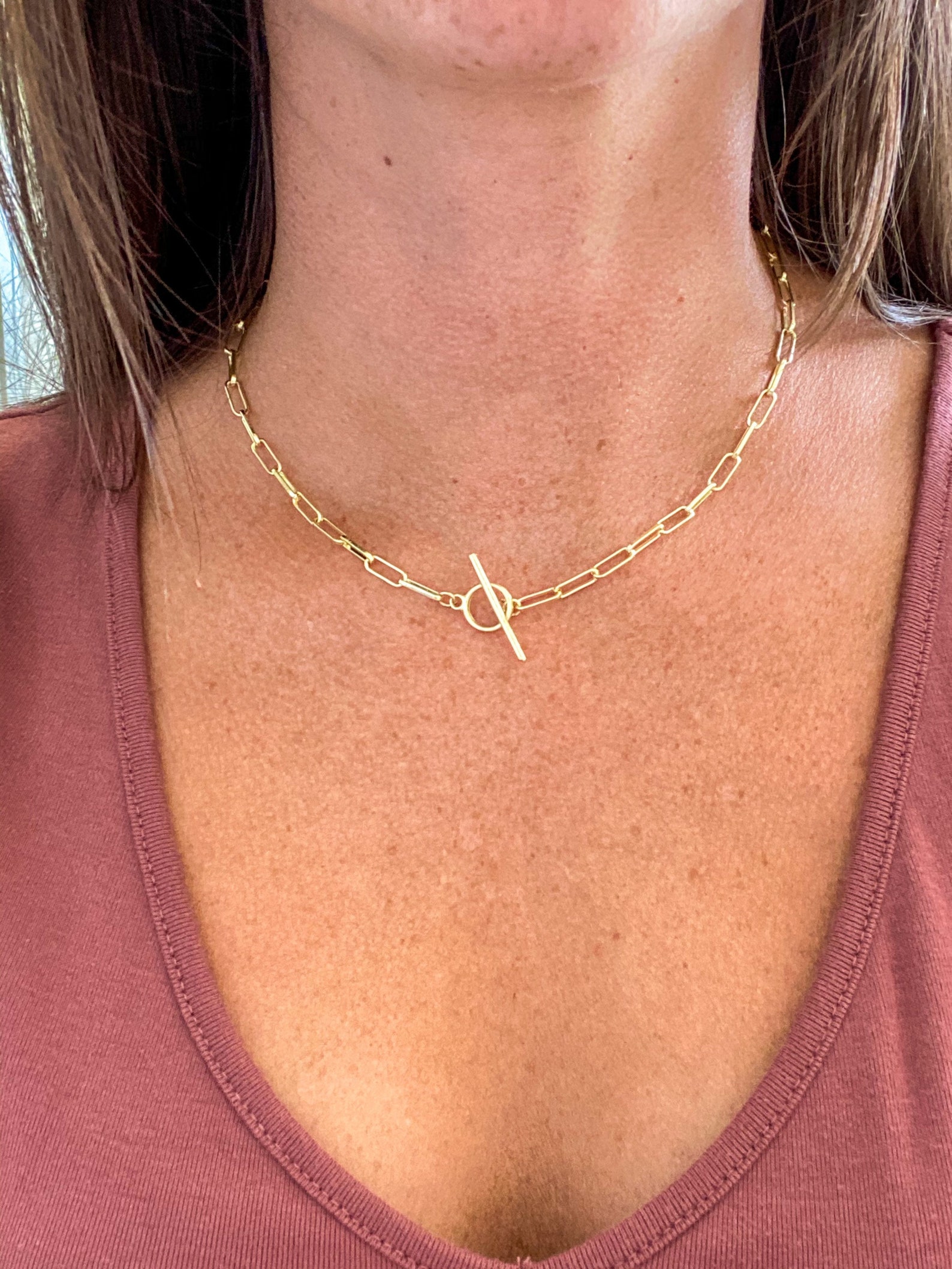 Paperclip Necklace Paperclip Chain Necklace Gold Chain Etsy