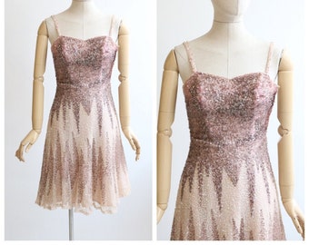Vintage 1950&#39;s dress vintage 1950&#39;s sequin dress original 1950&#39;s prom dress sequin ombre dress fifties embellished gown original UK 6-8