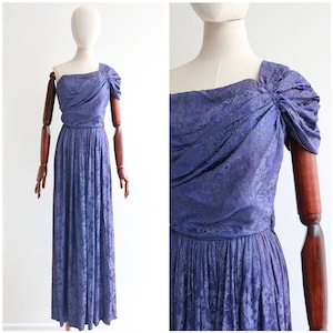 Vintage 1930&#39;s Dress vintage 1930&#39;s blue silk evening dress vintage 1930&#39;s lamé dress Art Deco lamé dress 1930s pleated gown UK 8 US 4