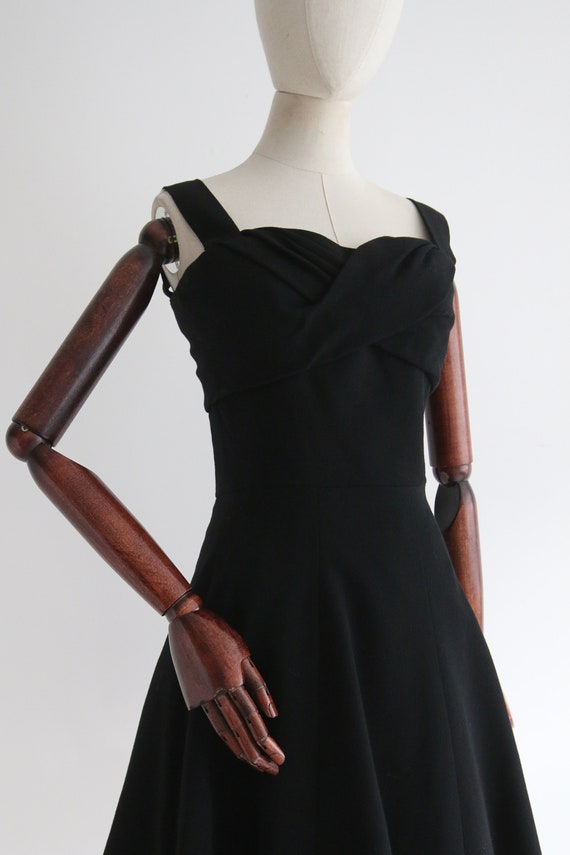 Vintage 1950's Christian Dior black silk wool dre… - image 4