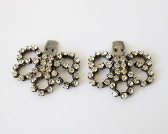 Vintage 1930er Strass Schleife Schuhclips original Art Deco Französische Silber Strass Schuhclips Schnallen 1930er Jahre französische Silberschleife Schuhclips