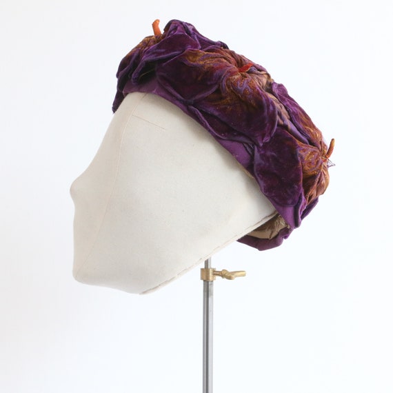 Vintage 1920's purple silk velvet & satin floral … - image 5