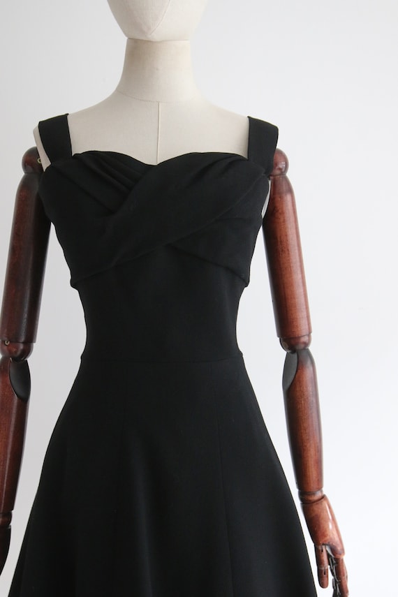Vintage 1950's Christian Dior black silk wool dre… - image 6