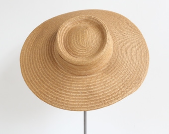 Vintage 1940's wide brim straw percher hat vintage hat 1940s hat vintage straw hat 1940s wide brim hat forties hat 1940s fashion