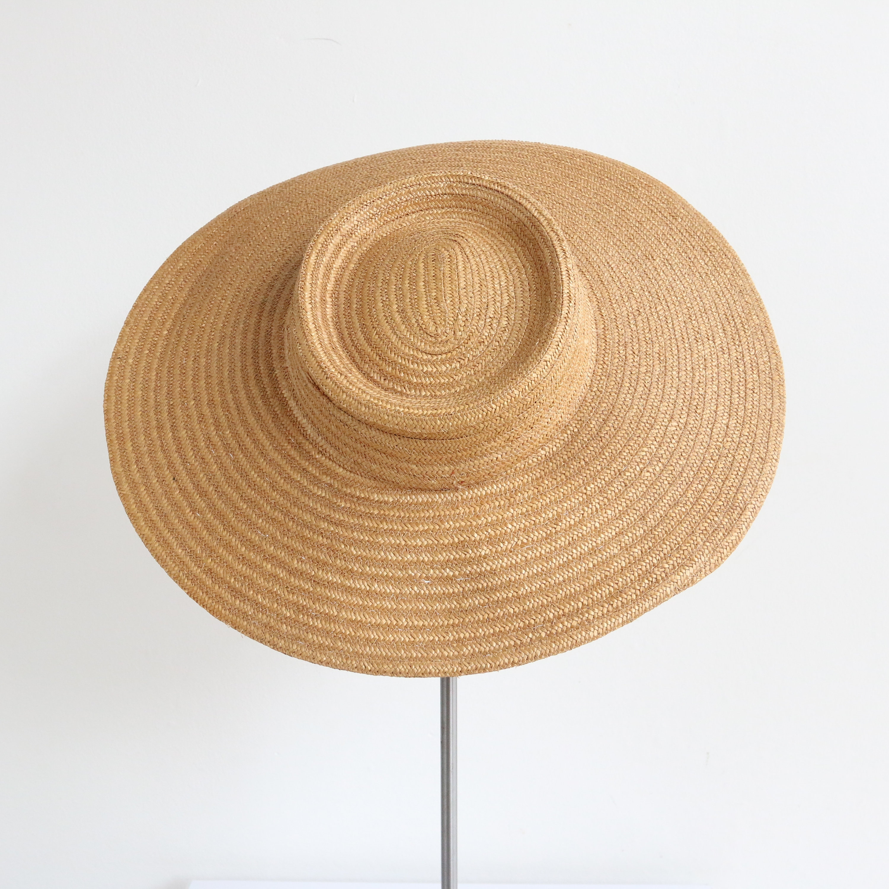 Vintage 1940's Wide Brim Straw Percher Hat Vintage Hat 1940s