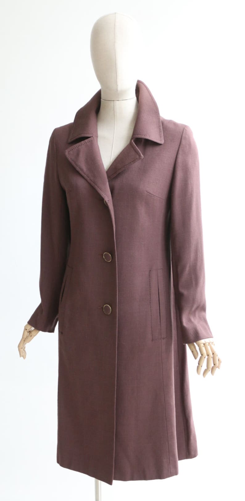 Vintage 1960/'s coat vintage 1960/'s spring coat original 1960/'s deep burgundy lightweight coat 1960/'s brown deep purple spring coat UK 10-12