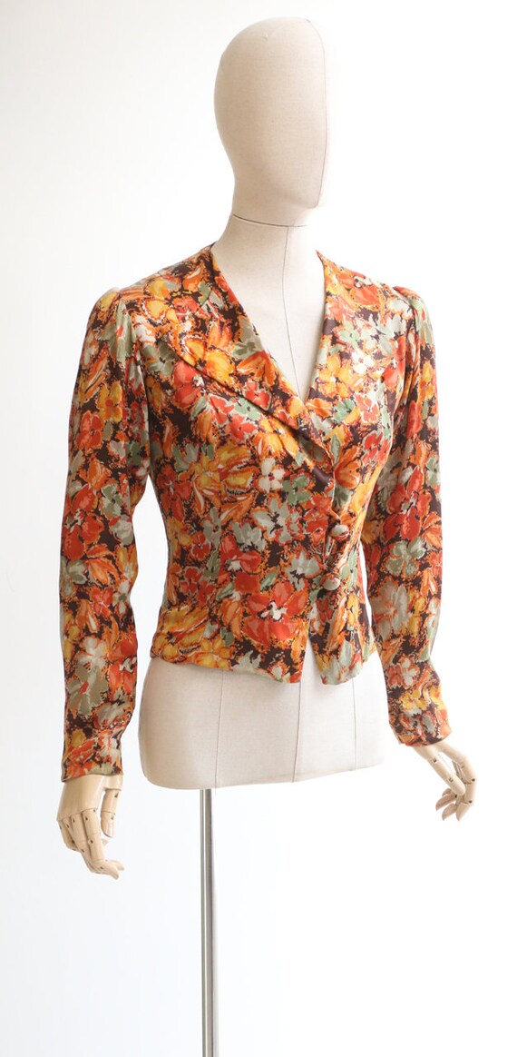 Vintage 1930's jacket vintage 1930's silk floral … - image 5