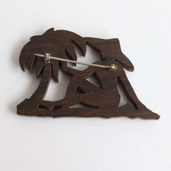 Vintage 1940's brooch original 1940's wooden broo… - image 3