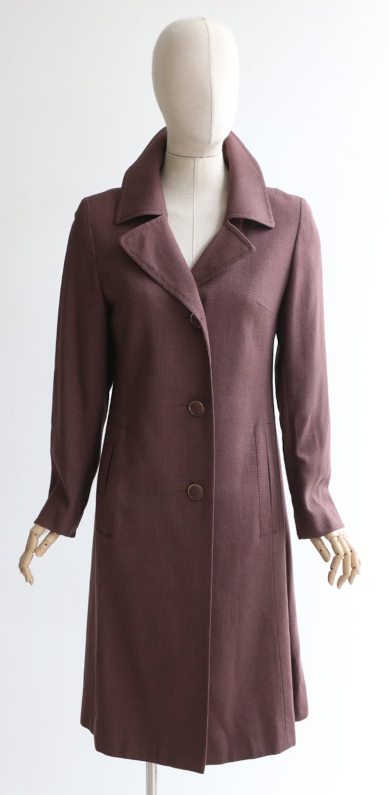Vintage 1960/'s coat vintage 1960/'s spring coat original 1960/'s deep burgundy lightweight coat 1960/'s brown deep purple spring coat UK 10-12