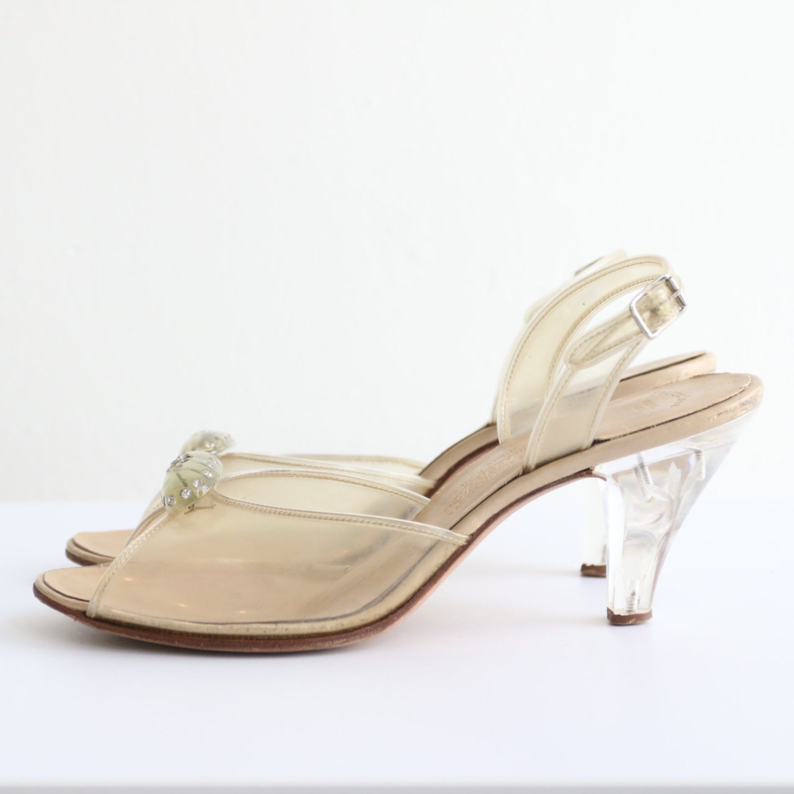 1950's Clear Lucite Open Toe Peep Toe Slingback Heels - Etsy