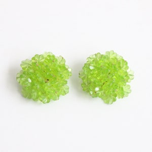 Vintage 1960&#39;s lime green clip on earrings original 1960s earrings vintage statement earrings sixties green earrings vintage floral earrings