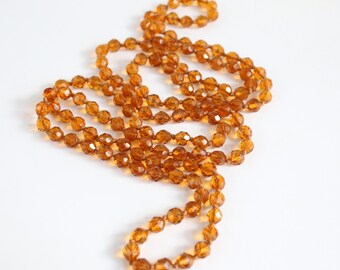 Vintage 1920's necklace roaring twenties amber cut glass beaded necklace 1920 hand knotted faceted glass bead amber necklace flapper fashion